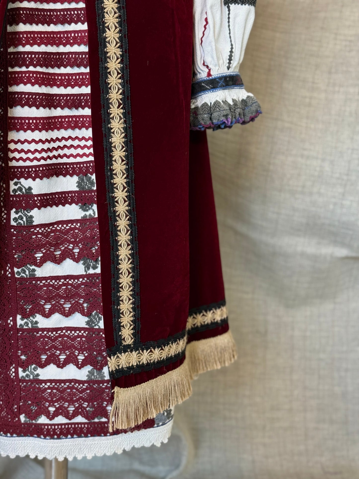 Dark Red Velvet Long Vest