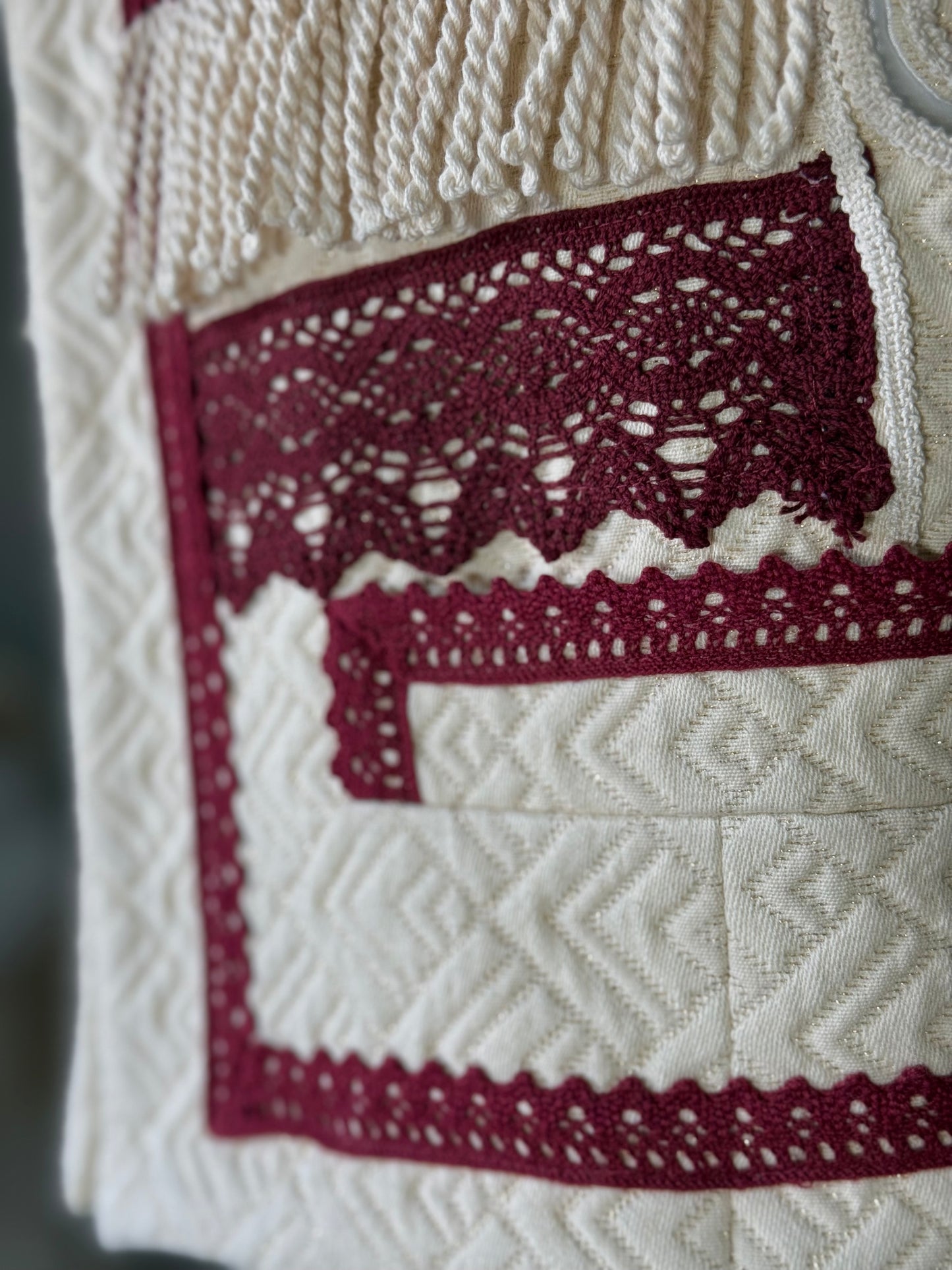 Brocade Vest with Burgundy Details