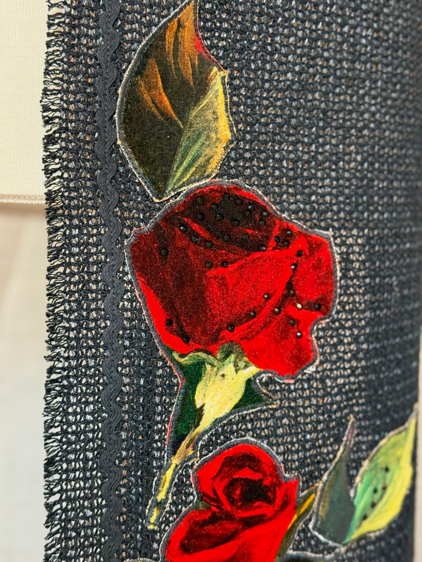 Black Half Skirt With Red Roses