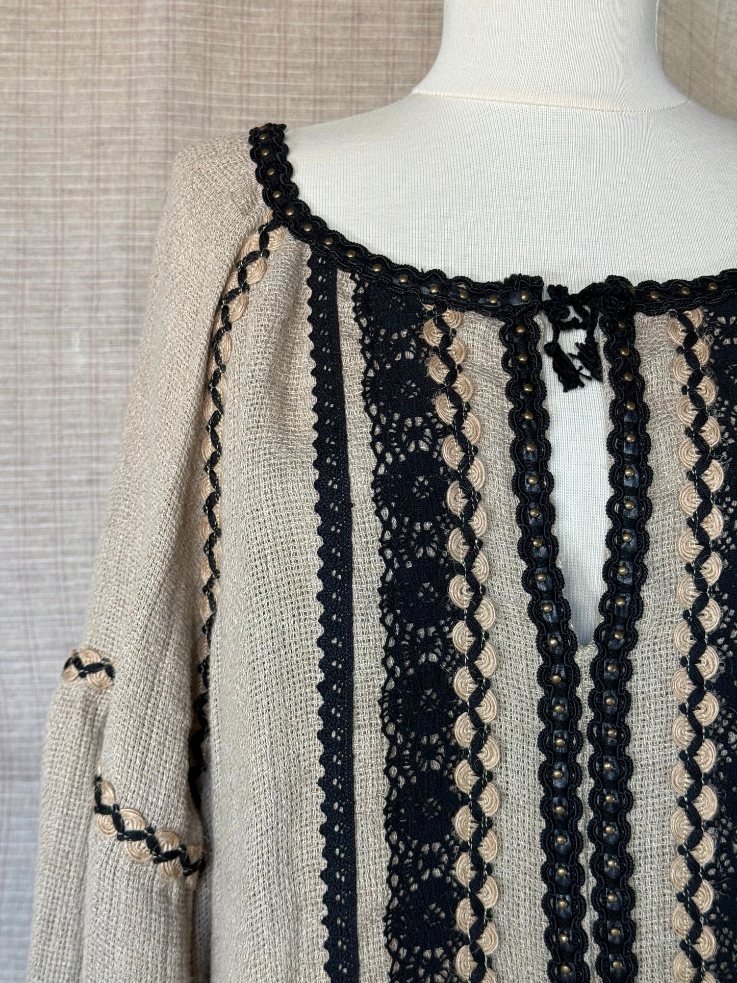 Folklore-inspired Dress with Black Details