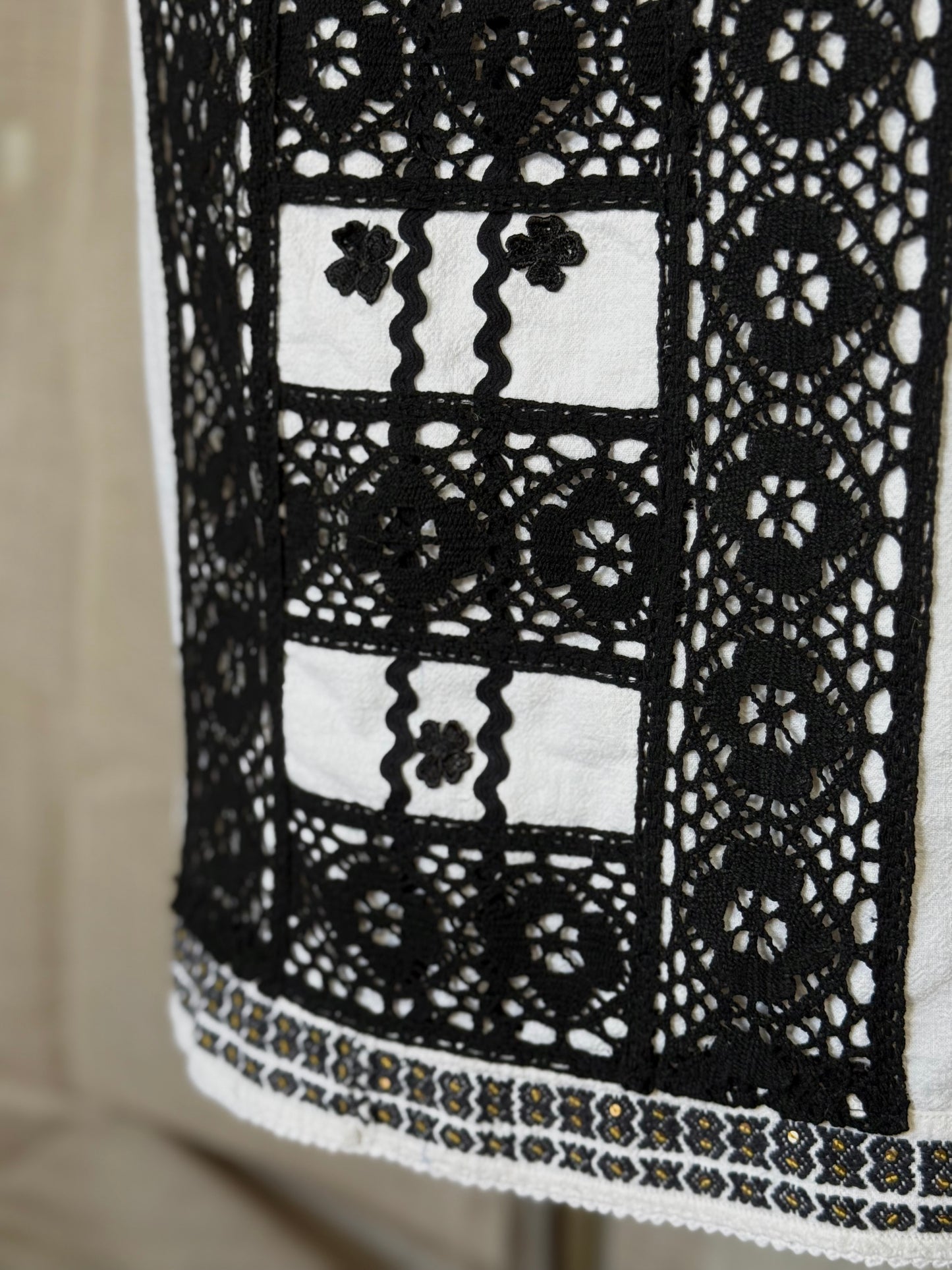 Romanian Inspired Midi-Dress With Yellow and Black Embroidery