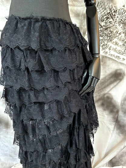 Black Layered Lace Skirt