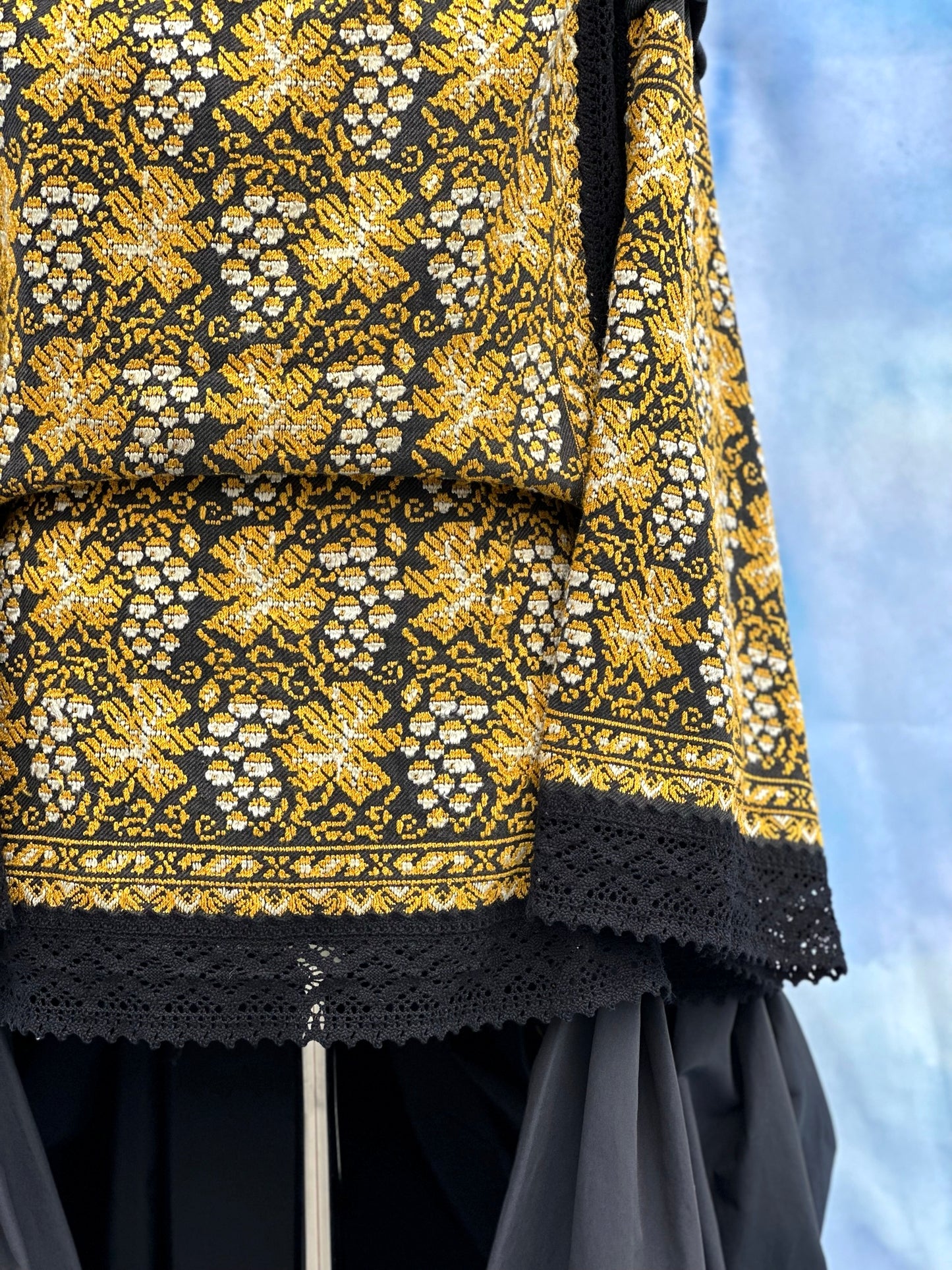 "Dor" Black and Yellow Traditional Romanian Blouse
