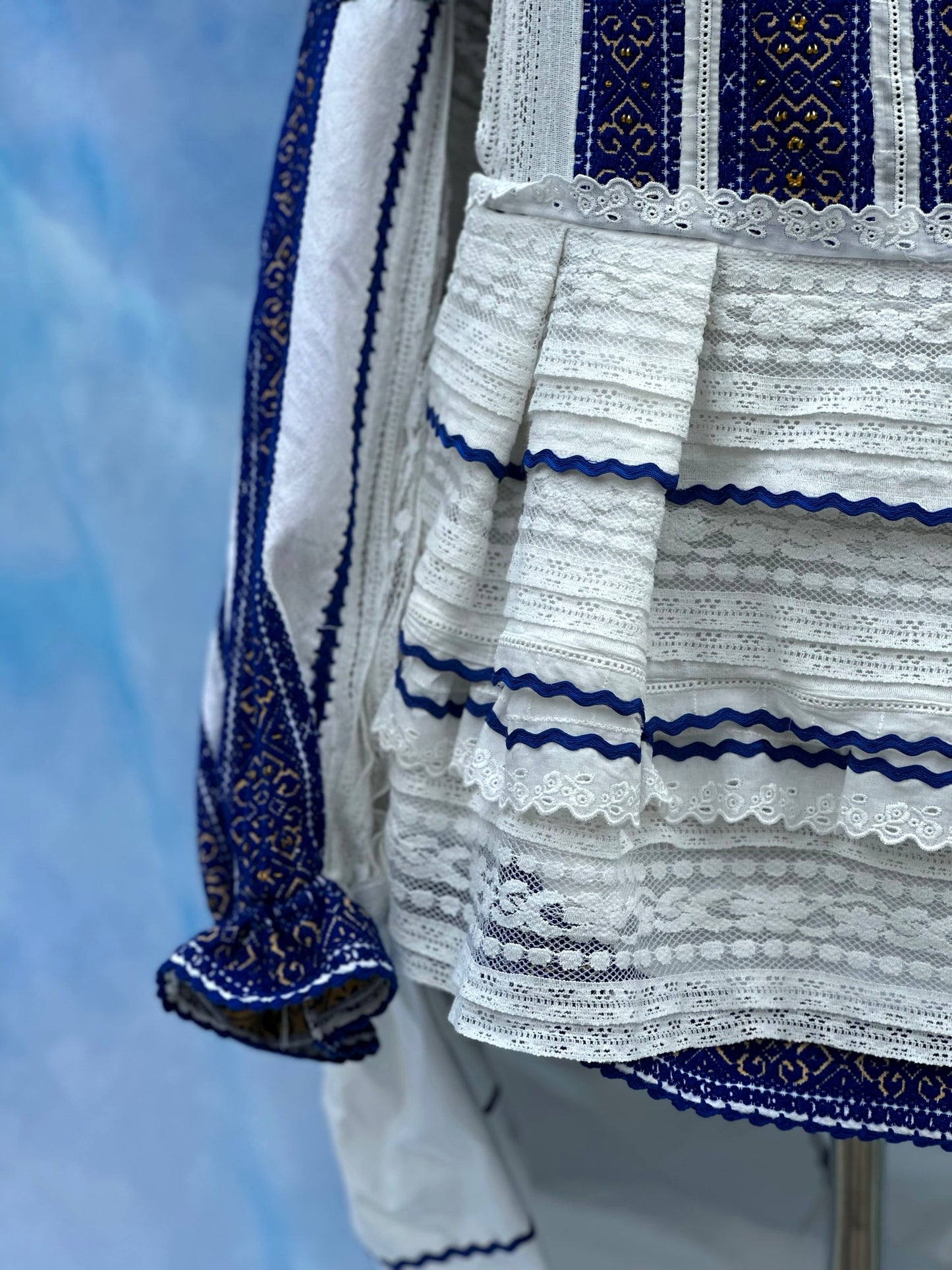"Dor" White and Blue Short Dress