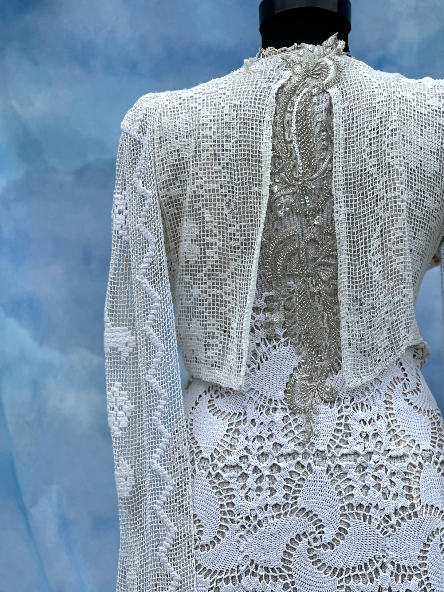 "Dor" Macramé Dress With Ivory Embroidery