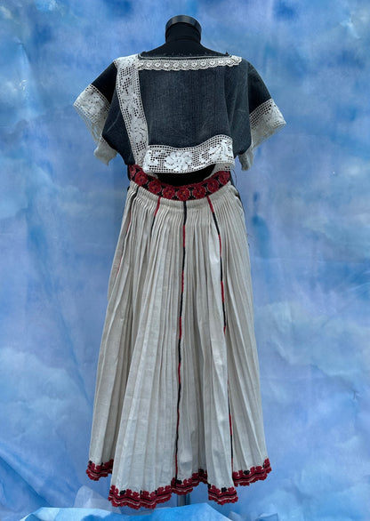 "Dor" Denim Dress With Pleated Linen