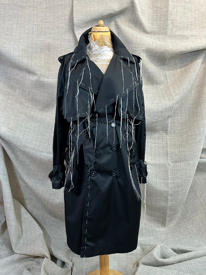 Threaded Black Trench Coat