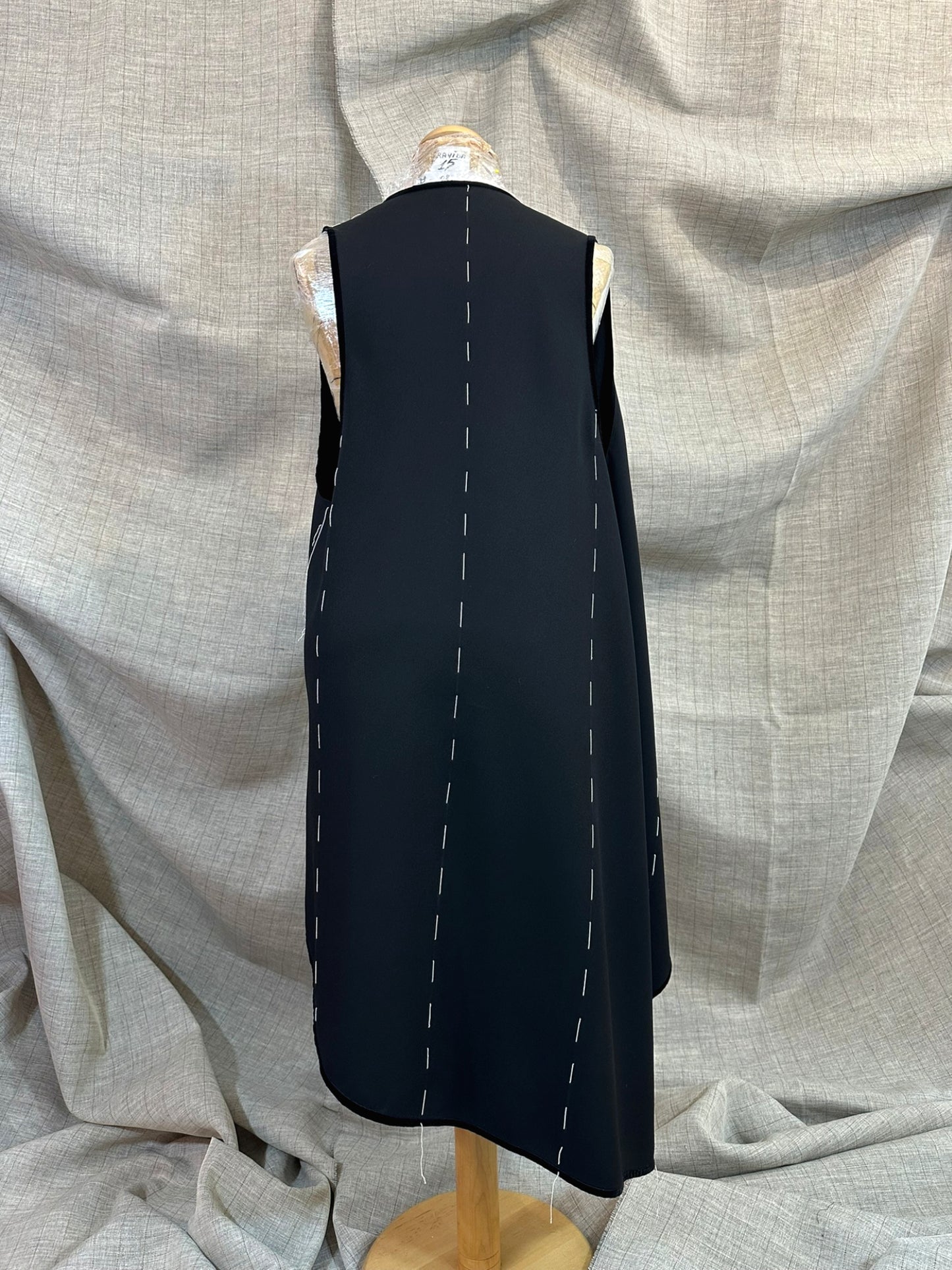 Threaded Asymmetrical Black Vest