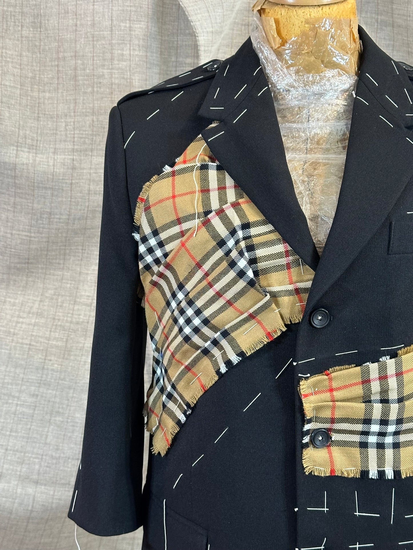 Black Jacket With Plaid Details