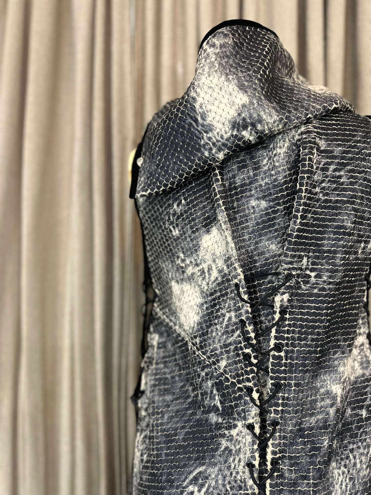 Grey Snake Skin Print Adjustable Vest