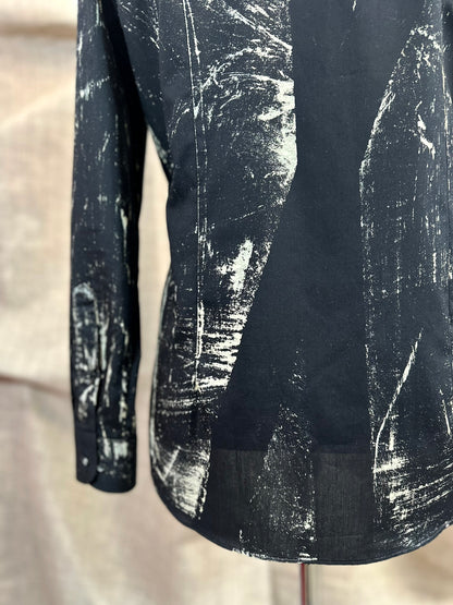 Black Shirt With Beige Hand-Painted Design