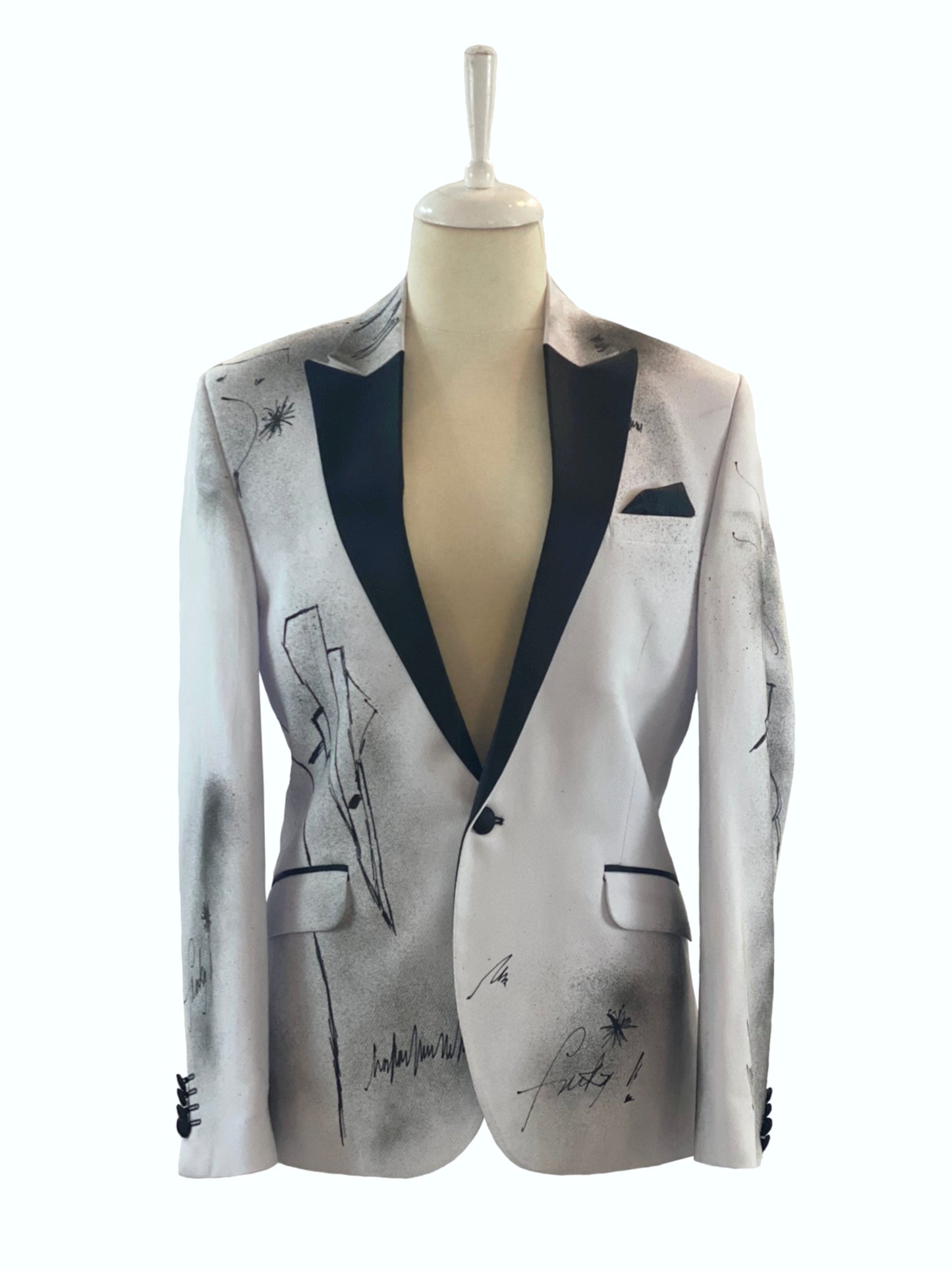 Unisex White Jacket with Handpainted Details
