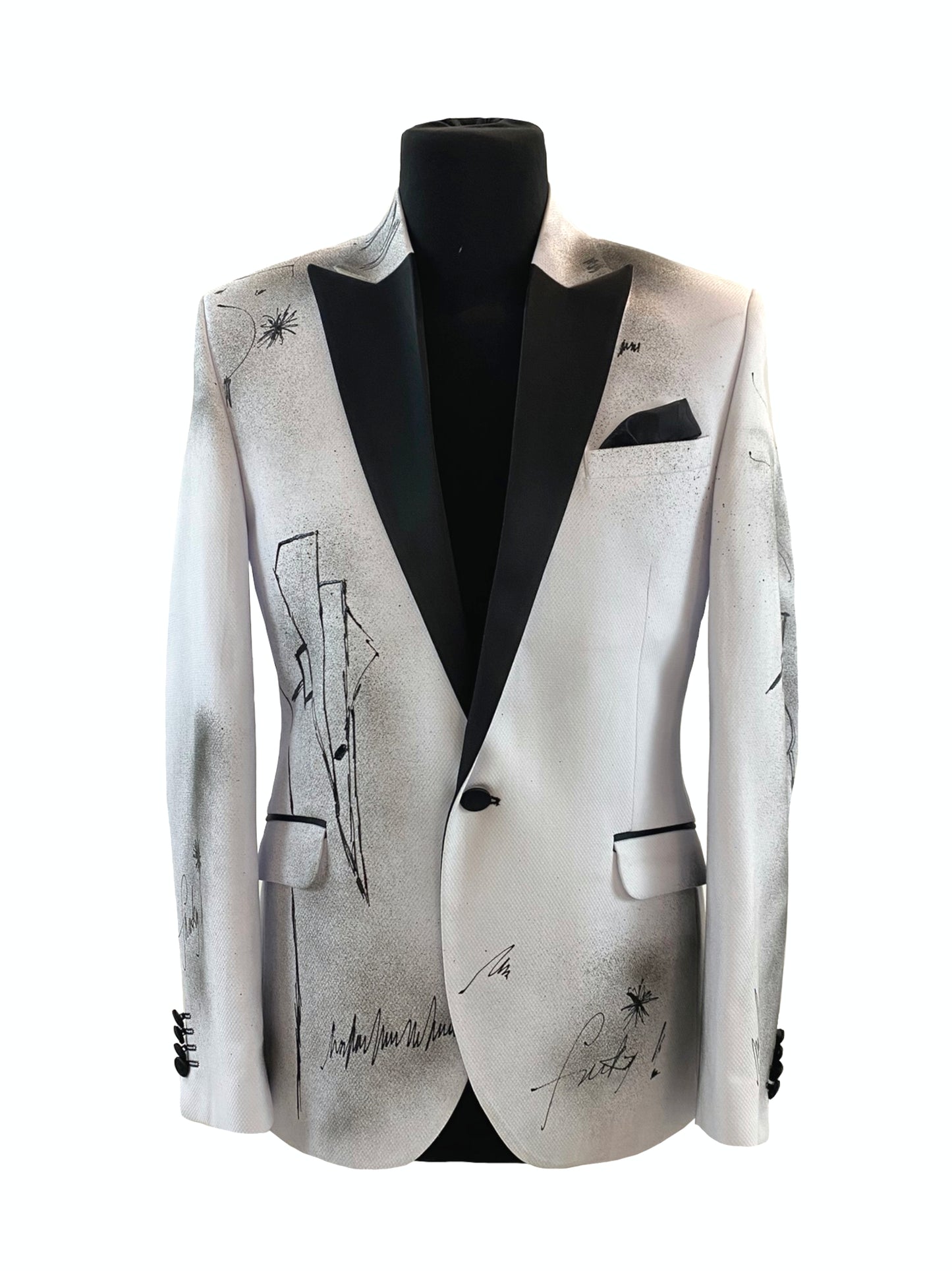 Unisex White Jacket with Handpainted Details
