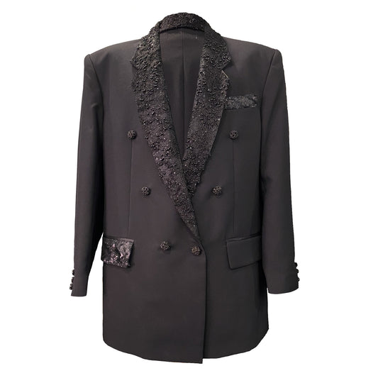 Unisex Black Jacket With Sequined Details