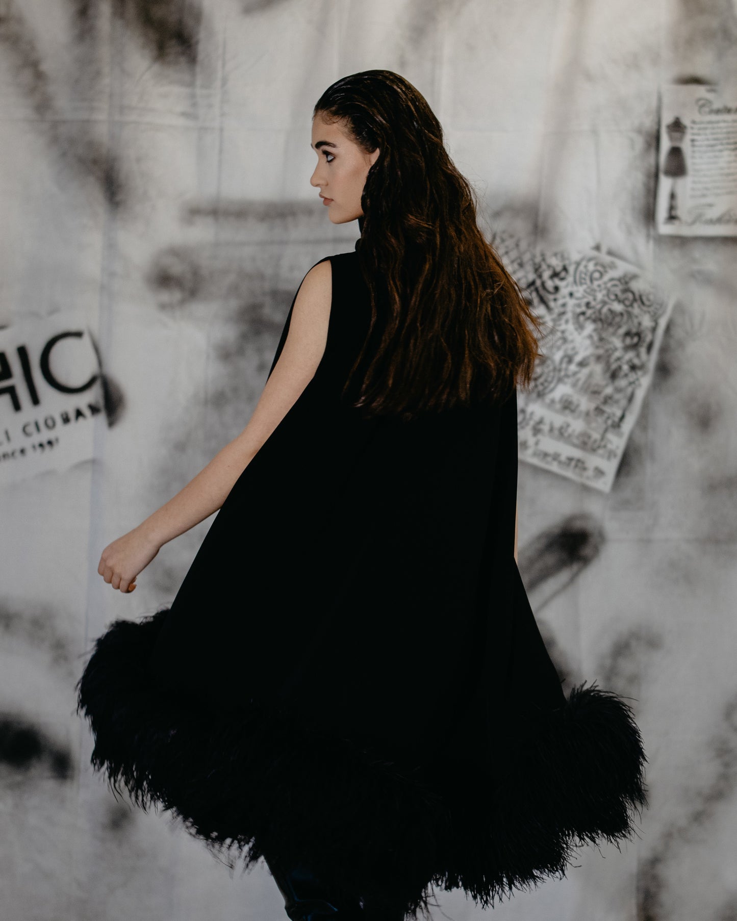 Puzzle Black Feathered Dress
