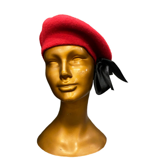 Red Beret With A Black Ribbon