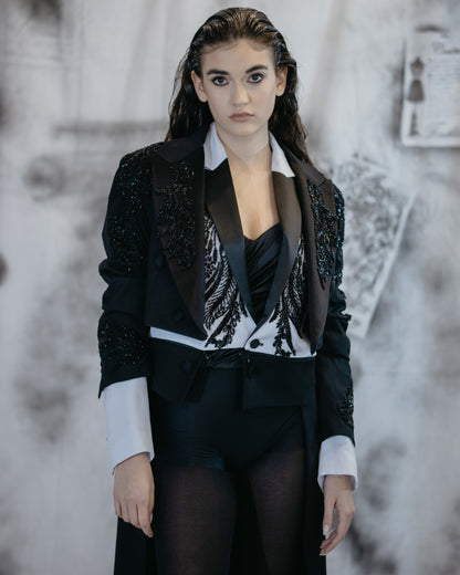 Puzzle Black Tailcoat With Embroidery