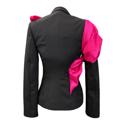Black Jacket With Fuchsia Taffeta Details