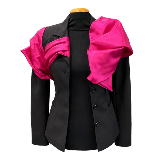 Black Jacket With Fuchsia Taffeta Details