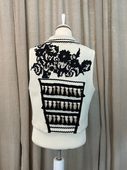 Romanian Folklore Inspired Vest - Cream & Black