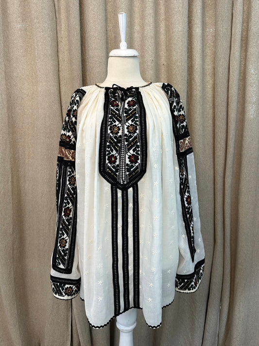 Romanian Folklore Inspired Embroidered Shirt