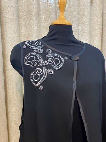 Long Black Vest With Embroidery