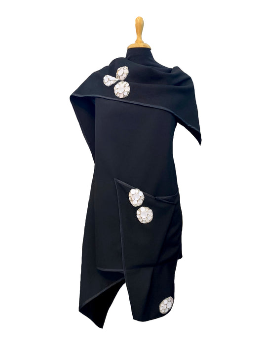 Black Vest With Floral Embroidery