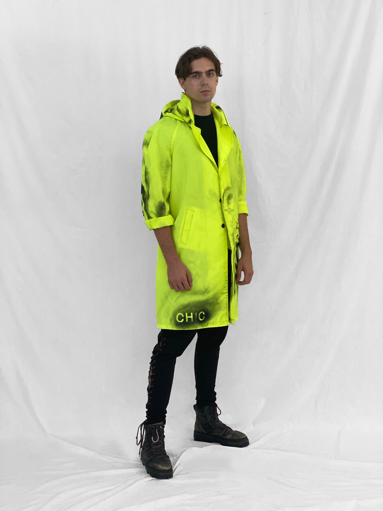 Neon green deals trench coat